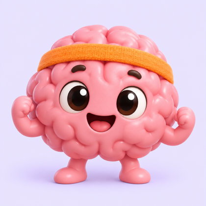 La mascota de Neurikis: un cerebro sonriente con cinta de deporte